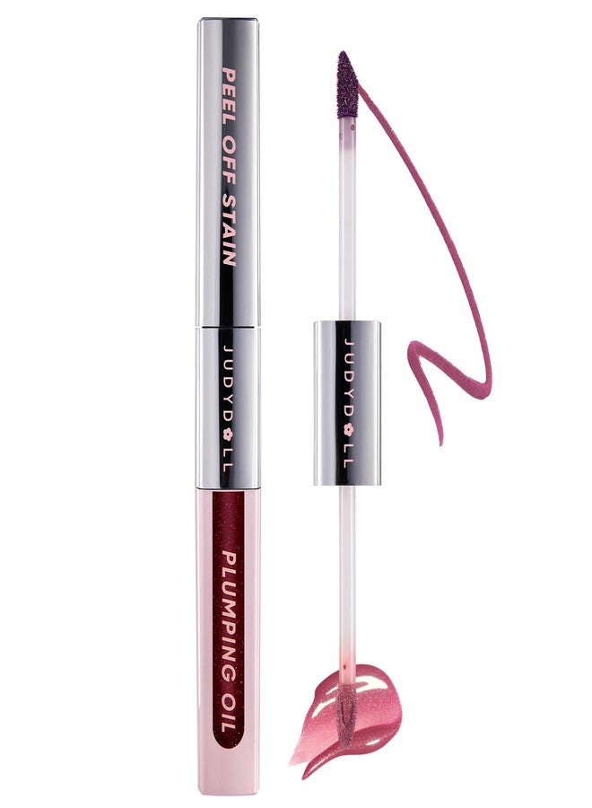 JUDYDOLL Peel Off Stain and Plumping Oil Duo - Long-Lasting Lip Stain with 3D Plumping Gloss, Hydrating and Non-Sticky Formula (#02 Lavender Mist) - Image 1